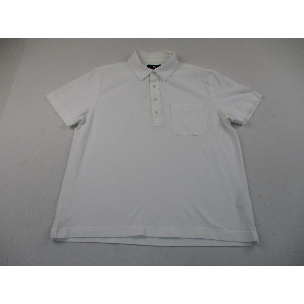 Banana Republic Polo Shirt Men L White Pique Short Sleeve Chest Pocket Casual